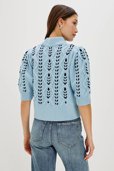 Addy Sweater in Sky Navy Cables