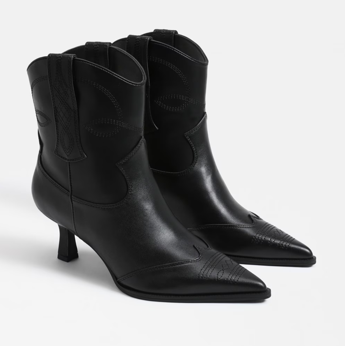 Yolanda Western Heel Bootie in Black