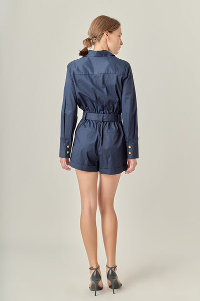 Big Pocket Romper in Navy