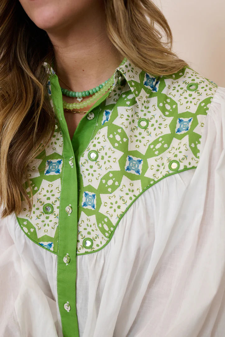 Western Blouse in Maria Green