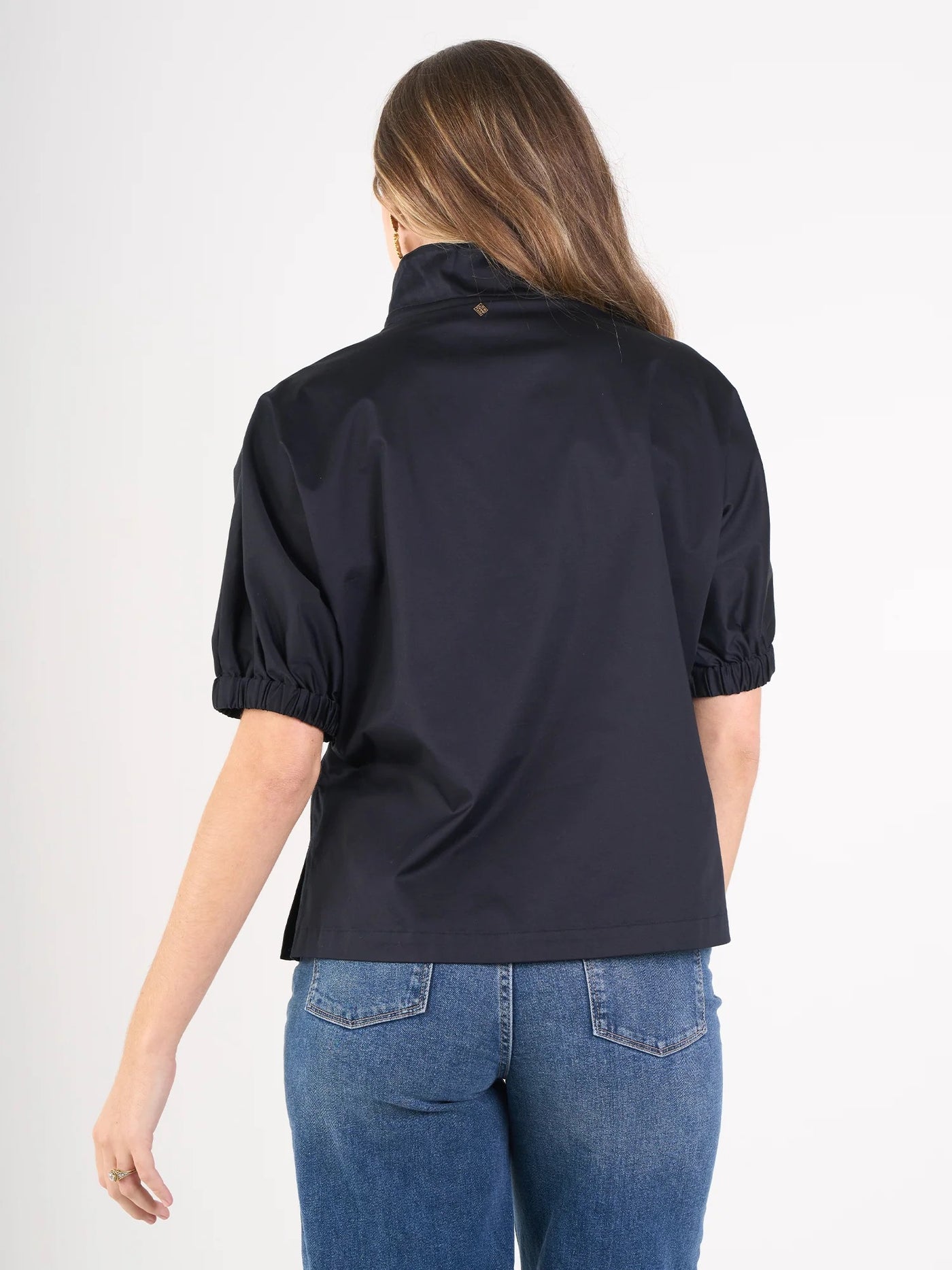 Poppy Top in Black Cotton Poplin