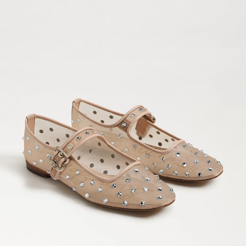 Michaela Shine Mary Jane Flat in Vintage Pink Mesh
