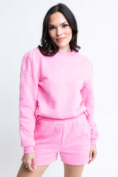 Stitch Crew Sweatshirt in Pink