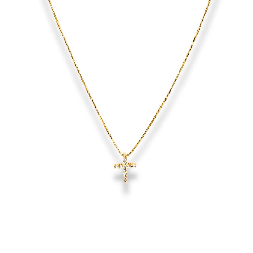 Raya CZ Cross Necklace in Gold