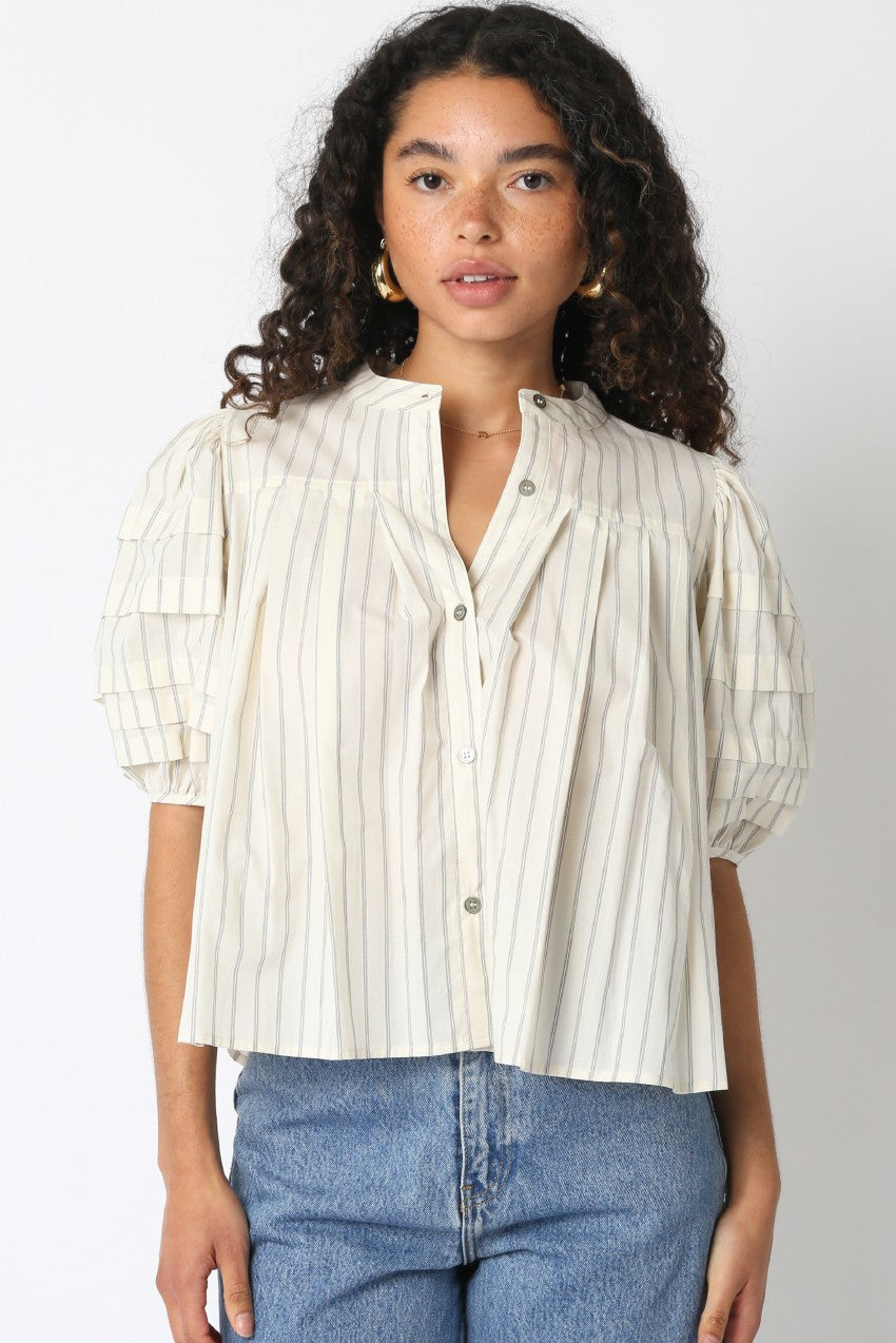 Lainey Stripe Shirt in Ivory/Black