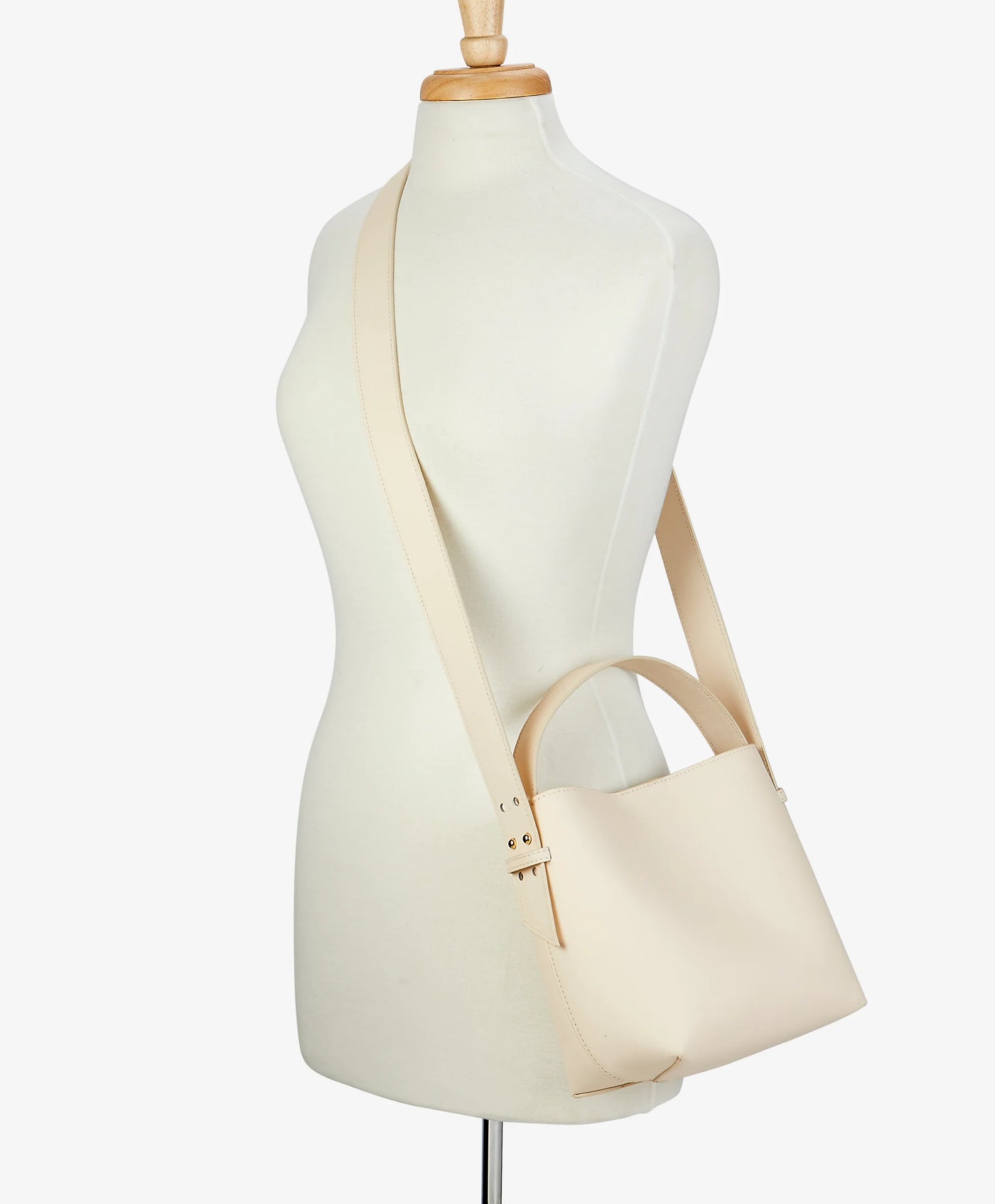 Selena Bucket Bag in Ivory European Calfskin Leather