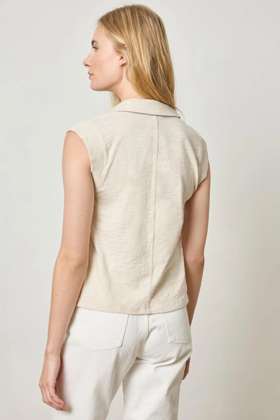 Cap Sleeve Polo in Stucco