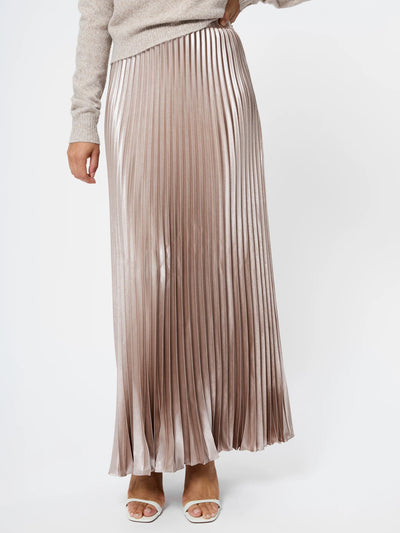 Marielle Metallic Satin Maxi Skirt in Champagne Mist