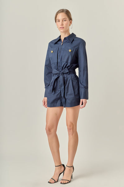 Big Pocket Romper in Navy