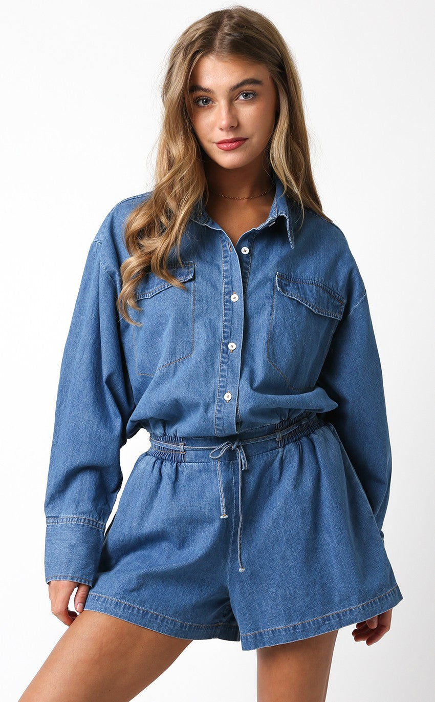 Jada Romper in Denim