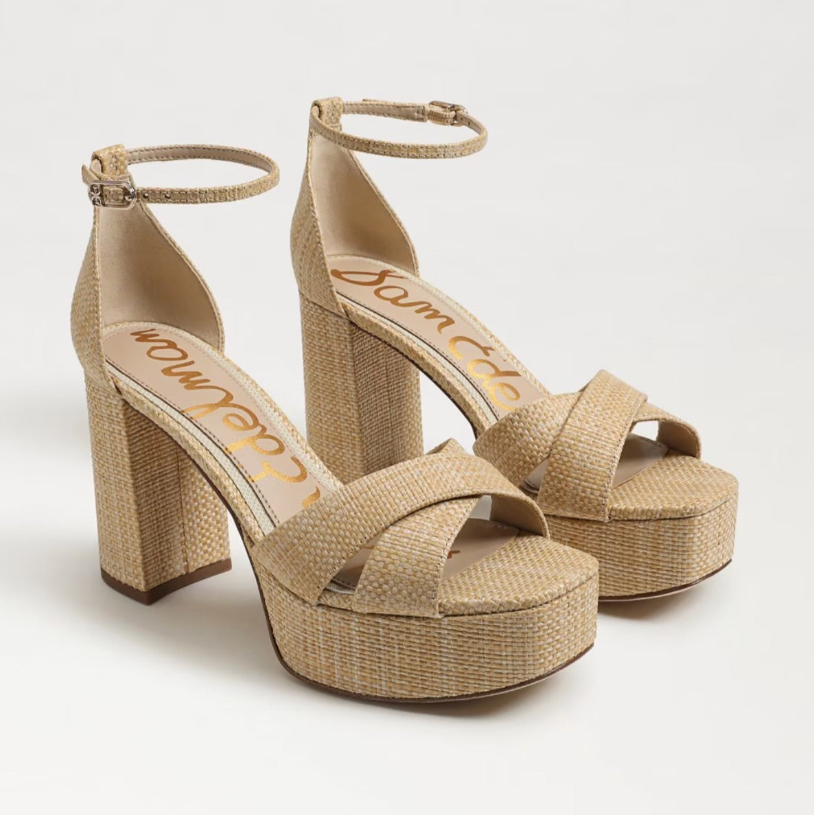 Jullian Platform Heel in Bleached Beachwood Weave