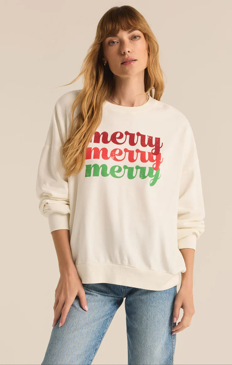 Merry Sunday Sweatshirt in Sea Salt