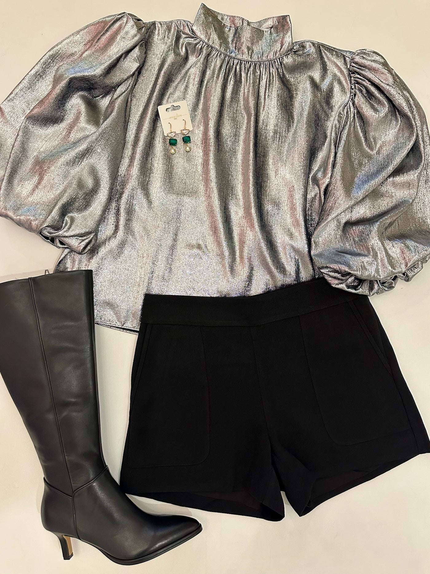 Carmen Top in Metallic Silver