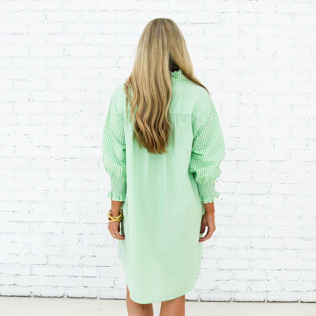 Kimberly Dress in Green Gingham