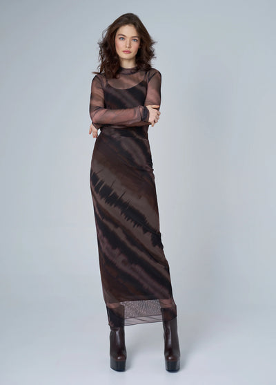 Mesh Top in Brown Multi