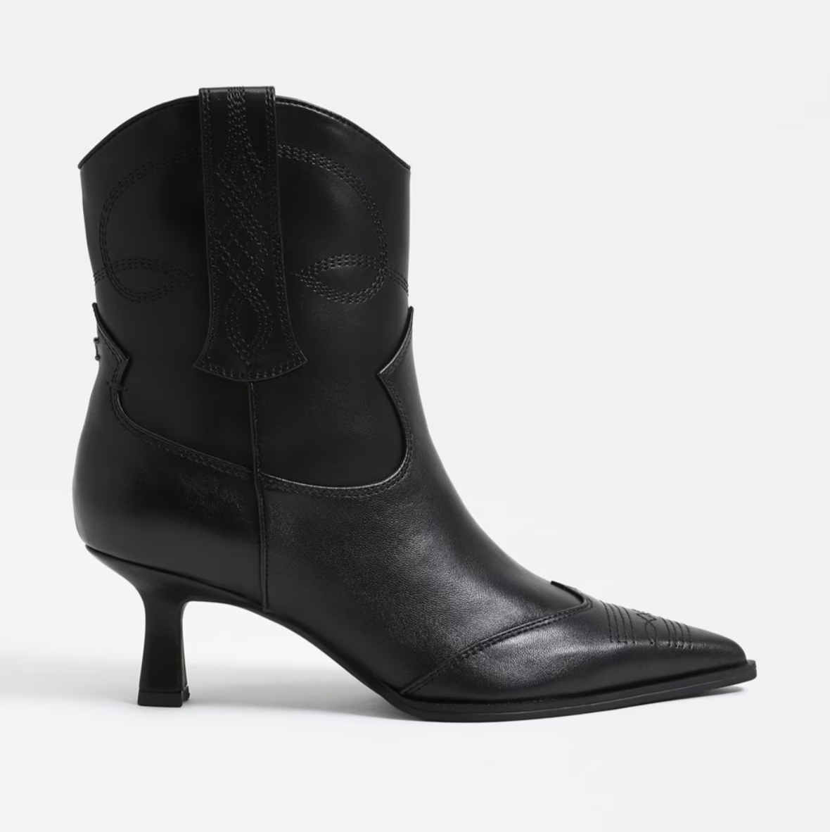 Yolanda Western Heel Bootie in Black