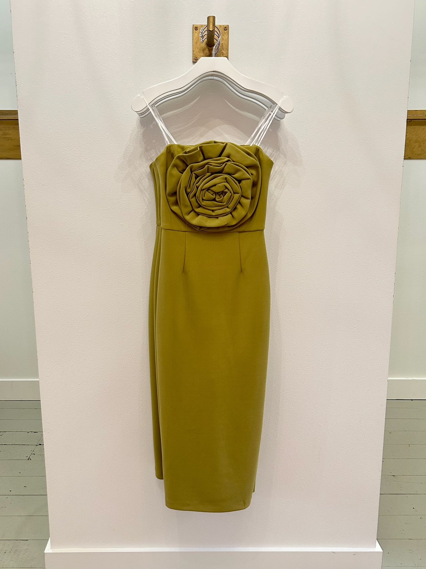Theresa Strapless Midi Dress in Green