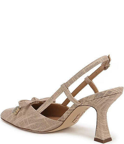 Monica Shimmer Slingback Heel in Natural Gold