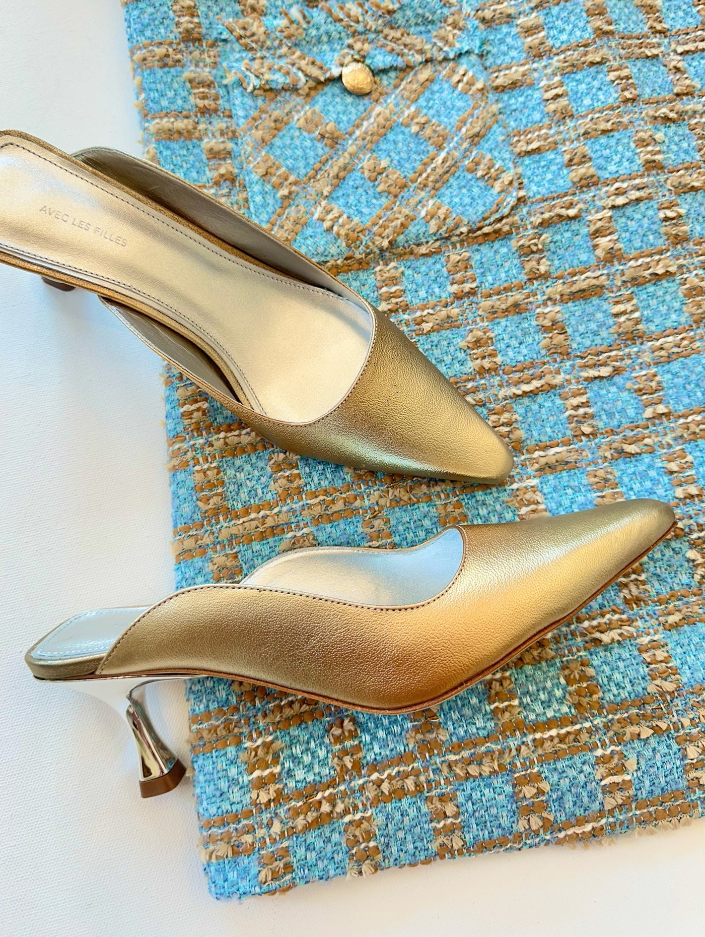 Windsor Dress in Camel/Blue