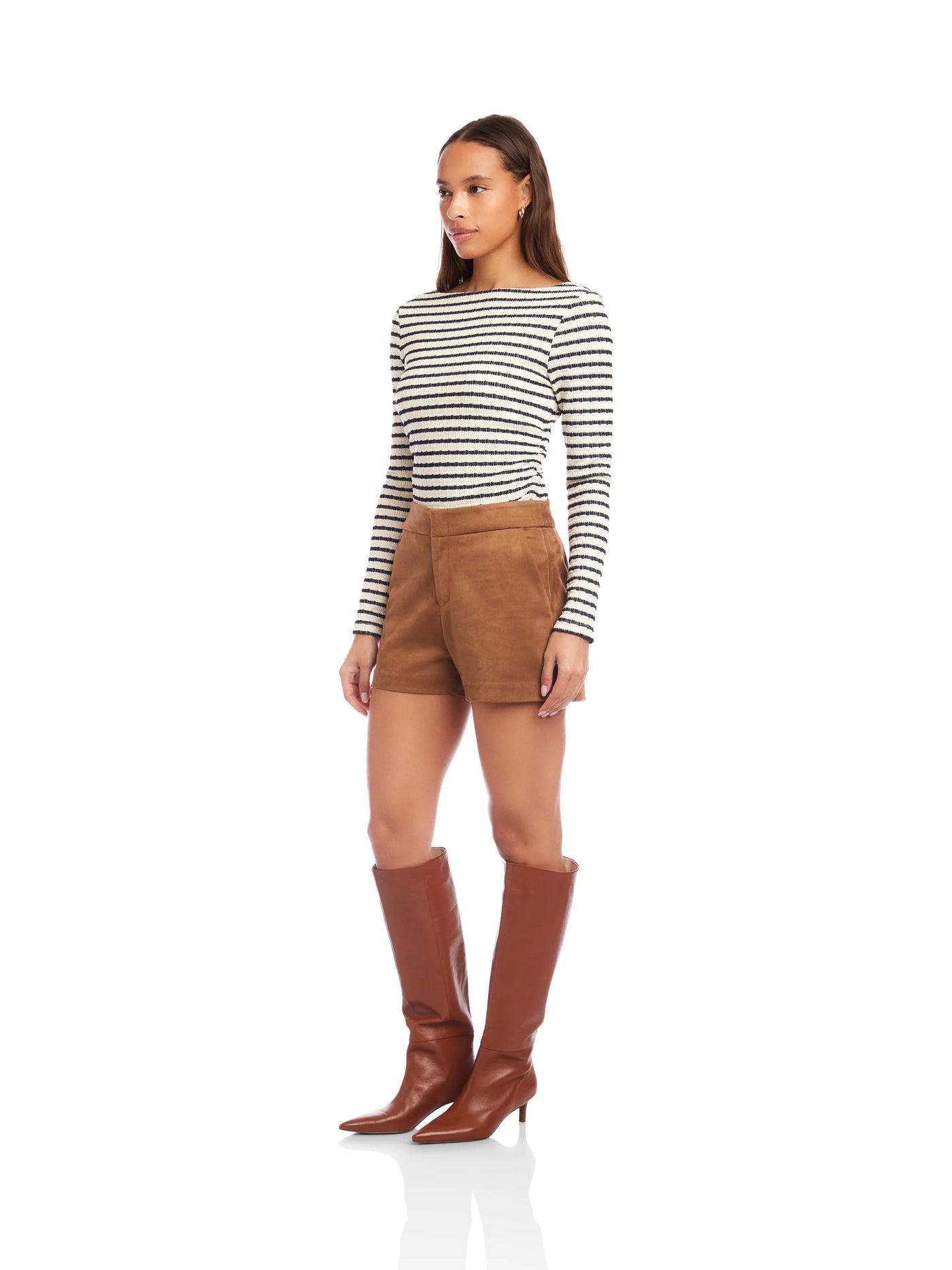 Faux Suede Modern Shorts in Cognac