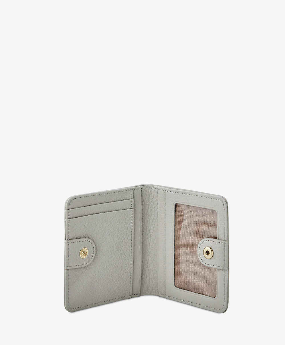 Mini Foldover Wallet in Oyster Pebble Grain Leather