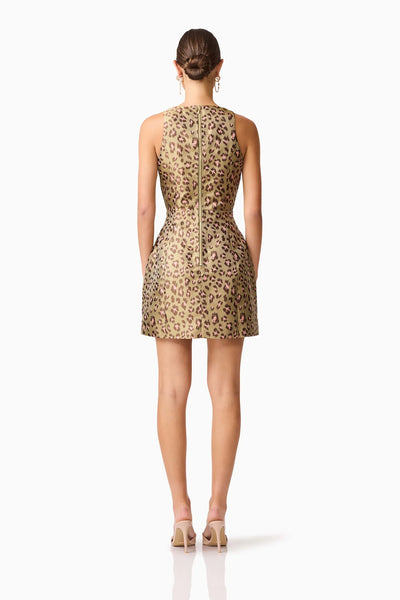 Elara Tulip Mini Dress in Leopard