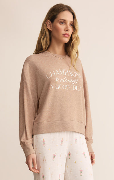 Champagne Long Sleeve Top in Iced Coffee