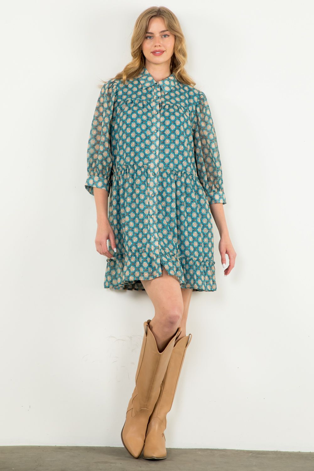 Greer Mini Dress in Teal