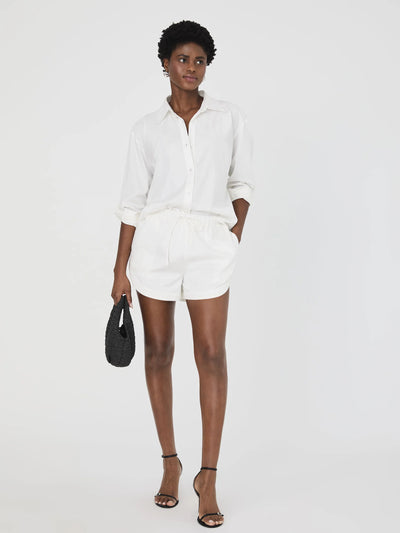 Alexis Cotton Drawstring Shorts in Summer White