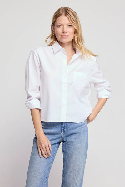 The Long Sleeve Boxy Crop Shirt in White