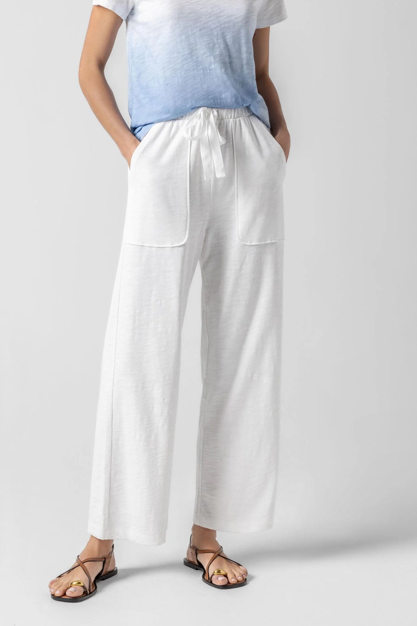 Knit Drawstring Pant in White