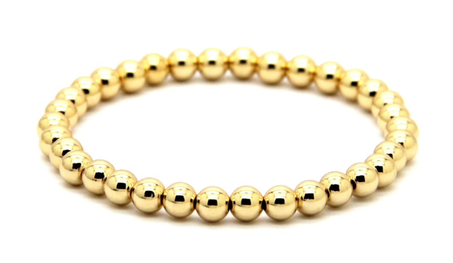 6mm Stainless Steel Ball Stretch Bracelet in Gold