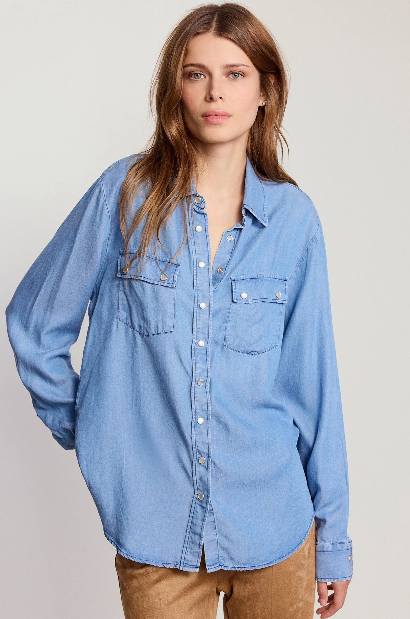 The Denim Shirt in Pearl Snaps