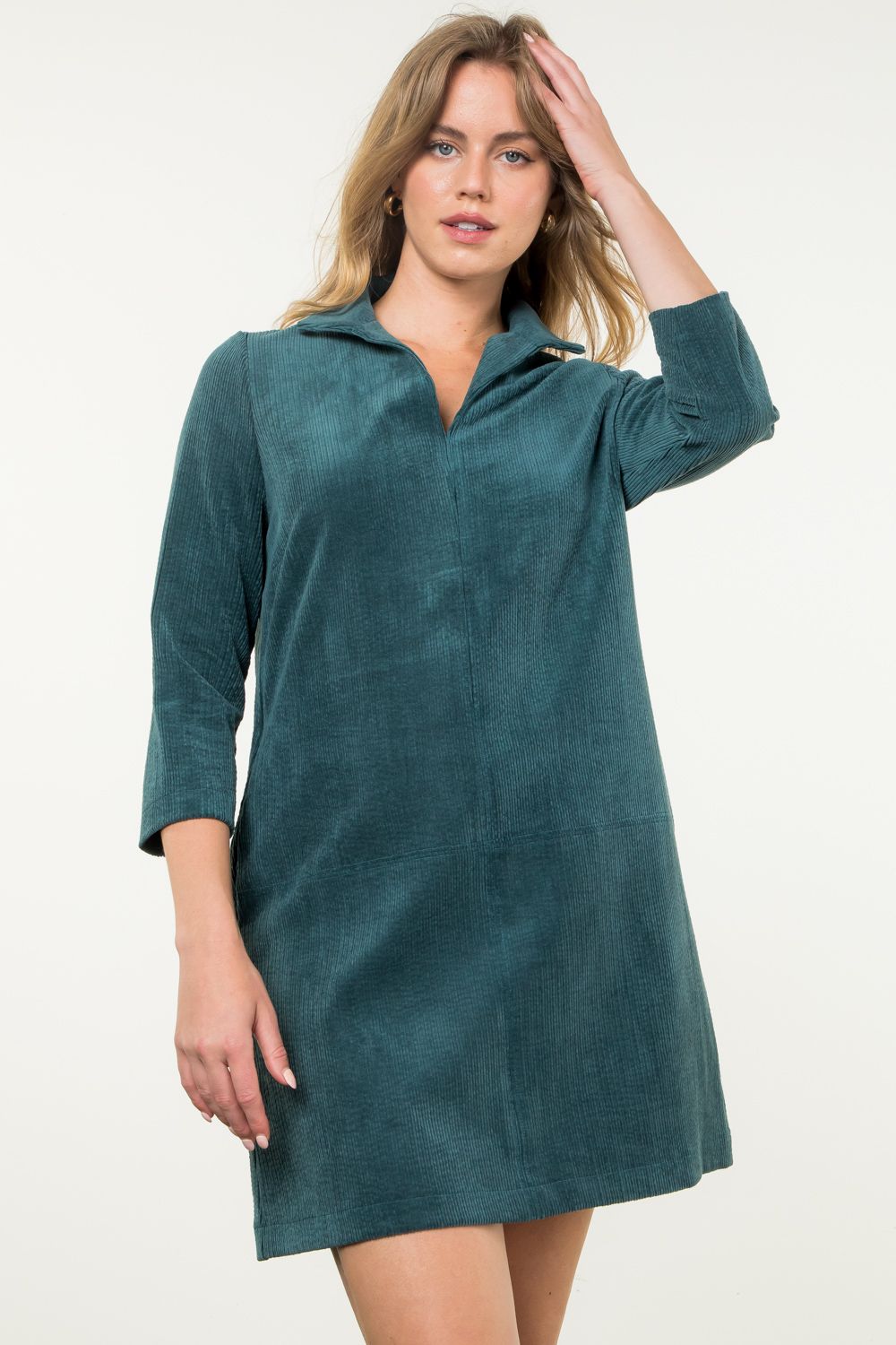 Cordie Corduroy Dress in Teal