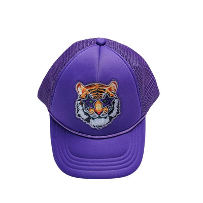 Tiger Trucker Hat in Purple