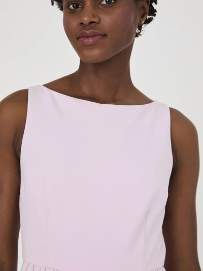 Whisper Boat Neck Mini Dress in Sweet Pink