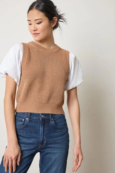 Mixed Media Pullover Sweater in Acorn