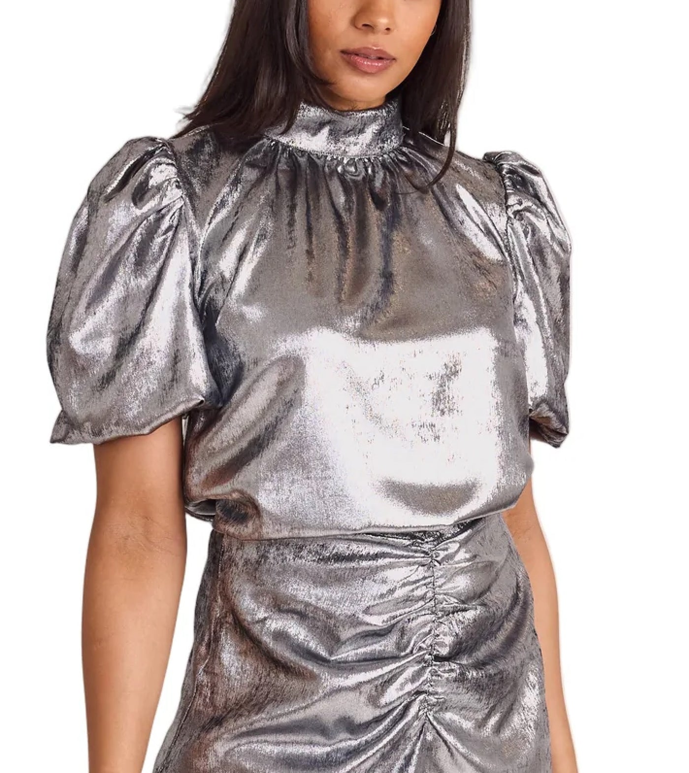 Carmen Top in Metallic Silver