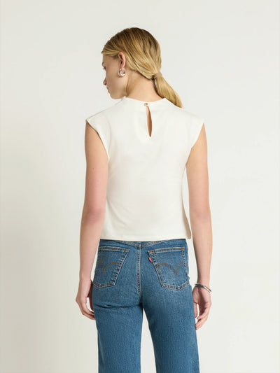 Lulu Mock Neck Top in Porcelain