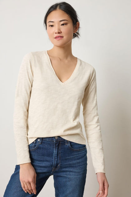 Long Sleeve V-Neck in Stone