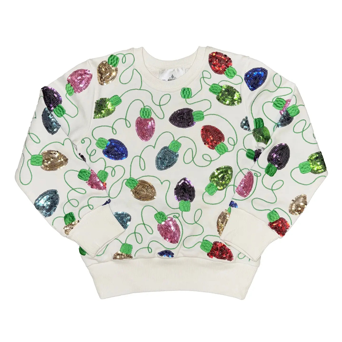Christmas Lights Sweatshirt in White Multi