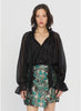Ziva Flutter Neck Blouse in Black
