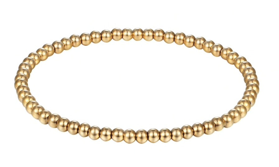 4mm Stainless Steel Ball Stretch Bracelet in Gold