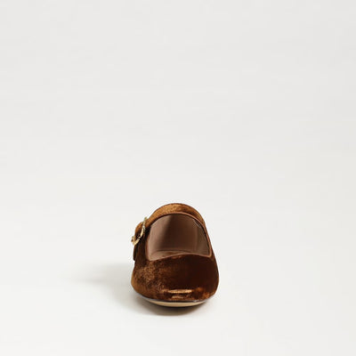 Michaela Mary Jane Flat in Spiced Carmel Brown Velvet