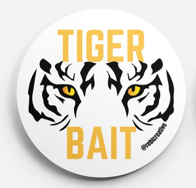 “Tiger Bait” Game Day Button in White