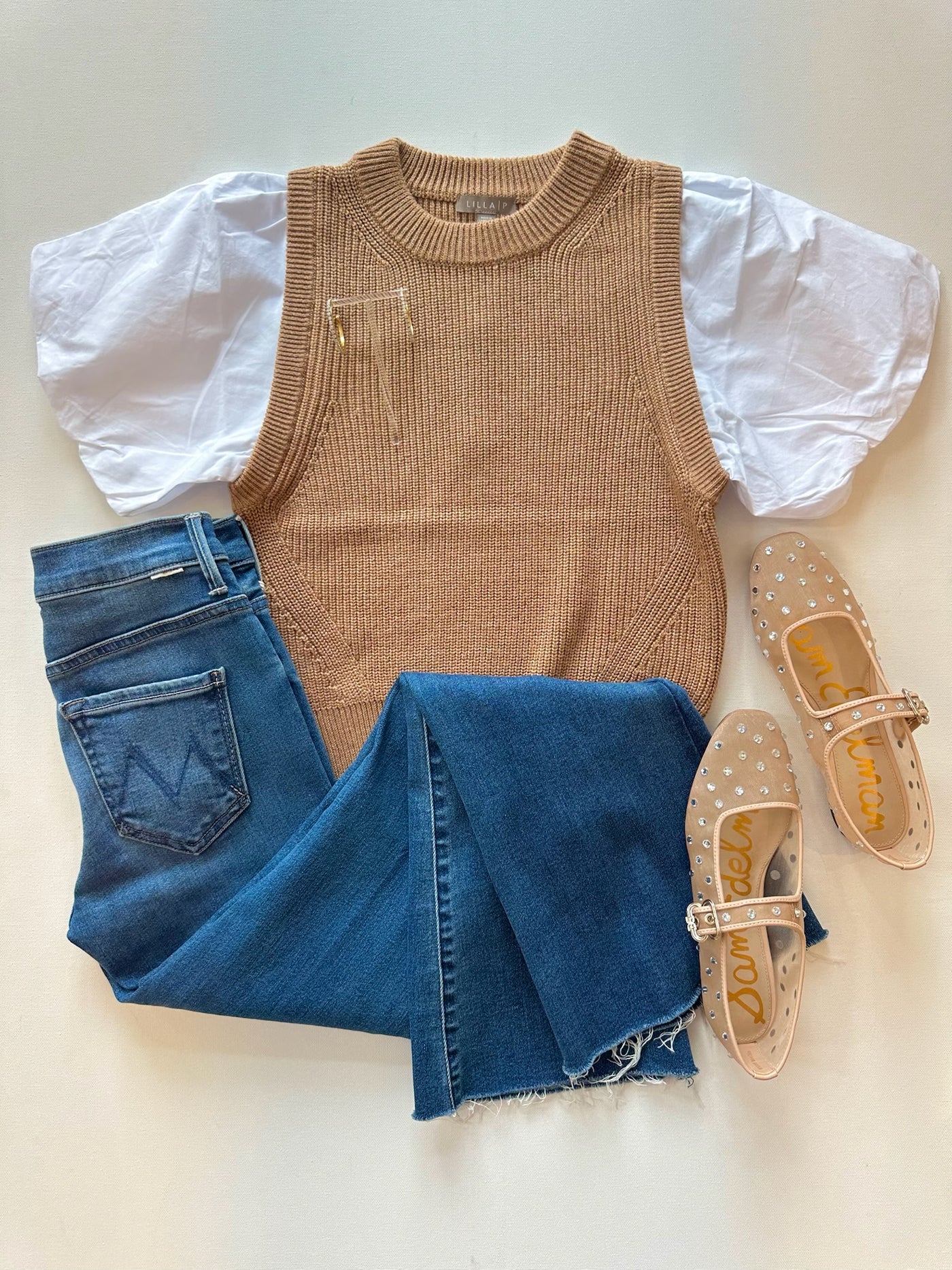 Mixed Media Pullover Sweater in Acorn