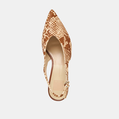 Alenna Heels in Brown Snake Calf Hair