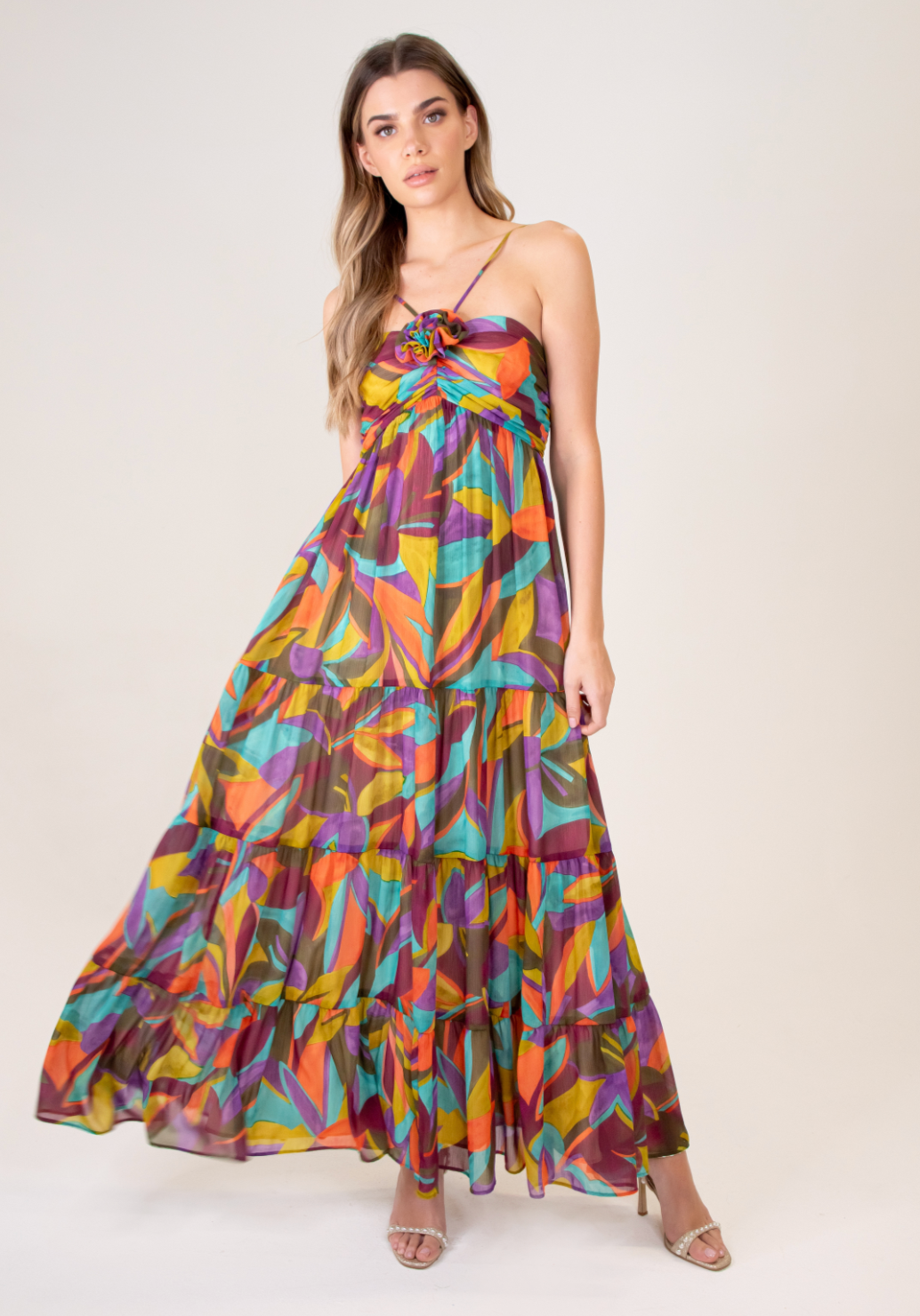 Cataleya Maxi Dress in Teal Multi