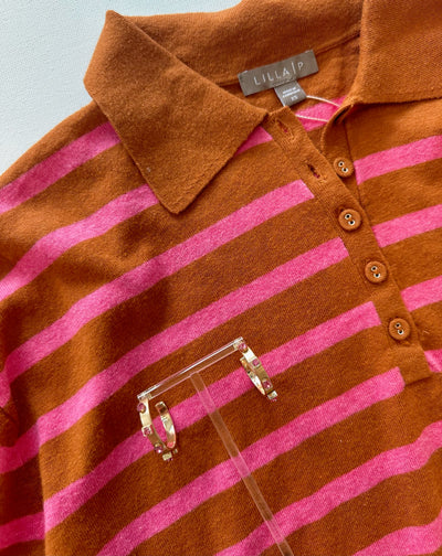 Drop Shoulder Polo Neck Sweater in Sierra/Calypso