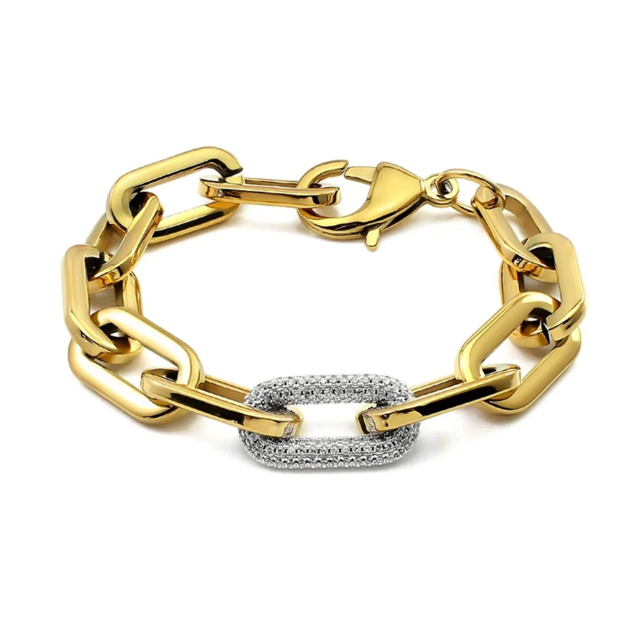 Jenna Pave Bracelet in Two Tone